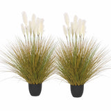 NNEAGS 2X 137cm Artificial Indoor Potted Reed Bulrush Grass Tree Fake Plant Simulation Decorative