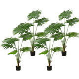 NNEAGS 4X 120cm Artificial Natural Green Fan Palm Tree Fake Tropical Indoor Plant Home Office Decor