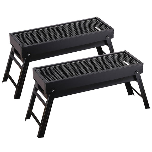 NNEAGS 2X 60cm Portable Folding Thick Box-type Charcoal Grill for Outdoor BBQ Camping
