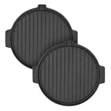 NNEAGS 2X 30CM Round Cast Iron Korean BBQ Grill Plate with Handles and Drip Lip