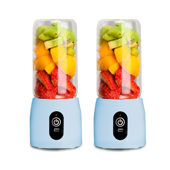 NNEAGS 2X Portable Mini USB Rechargeable Handheld Juice Extractor Fruit Mixer Juicer Blue