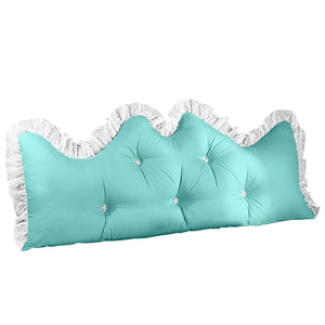 NNEAGS 120cm Light Blue Princess Bed Pillow Headboard Backrest Bedside Tatami Sofa Cushion with Ruffle Lace Home Decor
