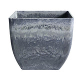 NNEAGS 32cm Weathered Grey Square Resin Plant Flower Pot in Cement Pattern Planter Cachepot for Indoor Home Office