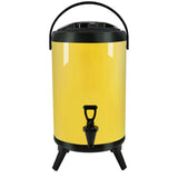 NNEAGS 8L Stainless Steel Insulated Milk Tea Barrel Hot and Cold Beverage Dispenser Container with Faucet Yellow