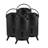 NNEAGS 4X 10L Stainless Steel Insulated Milk Tea Barrel Hot and Cold Beverage Dispenser Container with Faucet Black
