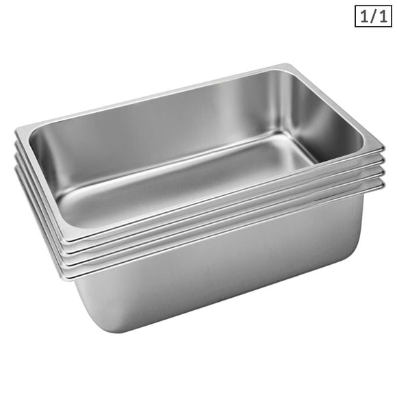 NNEAGS 4X GN Pan Full Size 1/1 GN Pan 20cm Deep Stainless Steel Tray