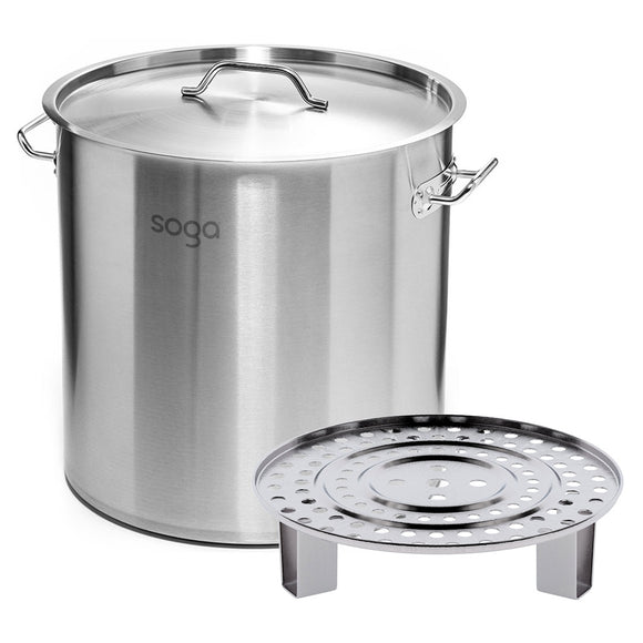 NNEAGS 21L Stainless Steel Stock Pot with One Steamer Rack Insert Stockpot Tray
