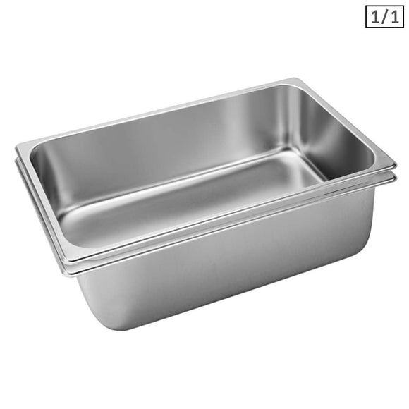 NNEAGS 2X GN Pan Full Size 1/1 GN Pan 20cm Deep Stainless Steel Tray