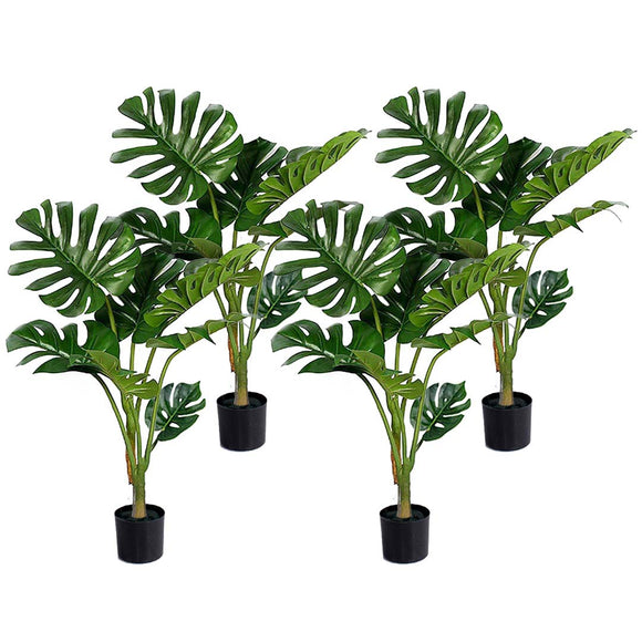 NNEAGS 4X 120cm Artificial Green Indoor Turtle Back Fake Decoration Tree Flower Pot Plant