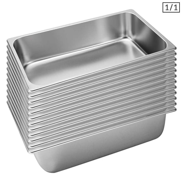 NNEAGS 12X GN Pan Full Size 1/1 GN Pan 15cm Deep Stainless Steel Tray