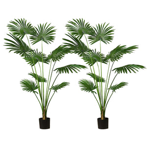 NNEAGS 2X 180cm Artificial Natural Green Fan Palm Tree Fake Tropical Indoor Plant Home Office Decor