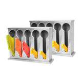 NNEAGS 2X Stainless Steel Buffet Restaurant Spoon Utensil Holder Storage Rack 5 Holes
