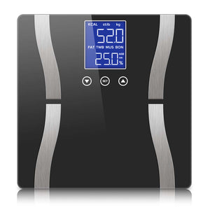 NNEAGS Glass LCD Digital Body Fat Scale Bathroom Electronic Gym Water Weighing Scales Black