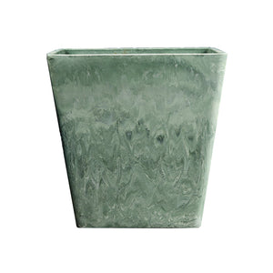 NNEAGS 27cm Green Grey Square Resin Plant Flower Pot in Cement Pattern Planter Cachepot for Indoor Home Office