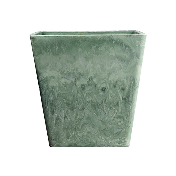 NNEAGS 27cm Green Grey Square Resin Plant Flower Pot in Cement Pattern Planter Cachepot for Indoor Home Office