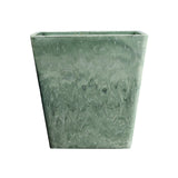 NNEAGS 27cm Green Grey Square Resin Plant Flower Pot in Cement Pattern Planter Cachepot for Indoor Home Office