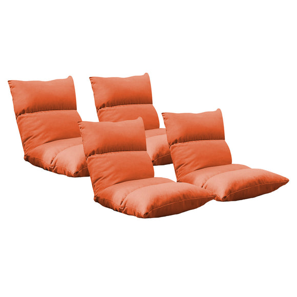 NNEAGS 4X Lounge Floor Recliner Adjustable Lazy Sofa Bed Folding Game Chair Orange
