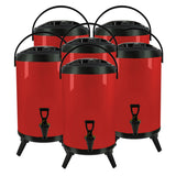 NNEAGS 8X 8L Stainless Steel Insulated Milk Tea Barrel Hot and Cold Beverage Dispenser Container with Faucet Red