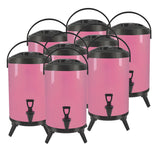 NNEAGS 8X 18L Stainless Steel Insulated Milk Tea Barrel Hot and Cold Beverage Dispenser Container with Faucet Pink