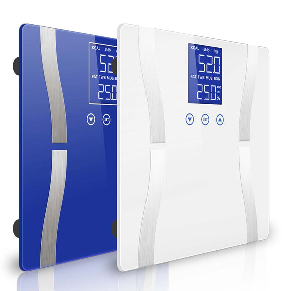 NNEAGS 2X Glass LCD Digital Body Fat Scale Bathroom Electronic Gym Water Weighing Scales Blue