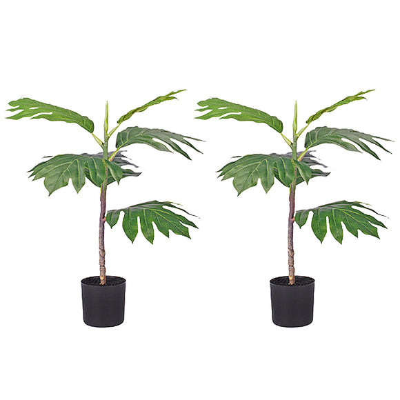 NNEAGS 2X 60cm Artificial Natural Green Split-Leaf Philodendron Tree Fake Tropical Indoor Plant Home Office Decor