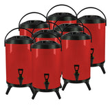NNEAGS 8X 18L Stainless Steel Insulated Milk Tea Barrel Hot and Cold Beverage Dispenser Container with Faucet Red