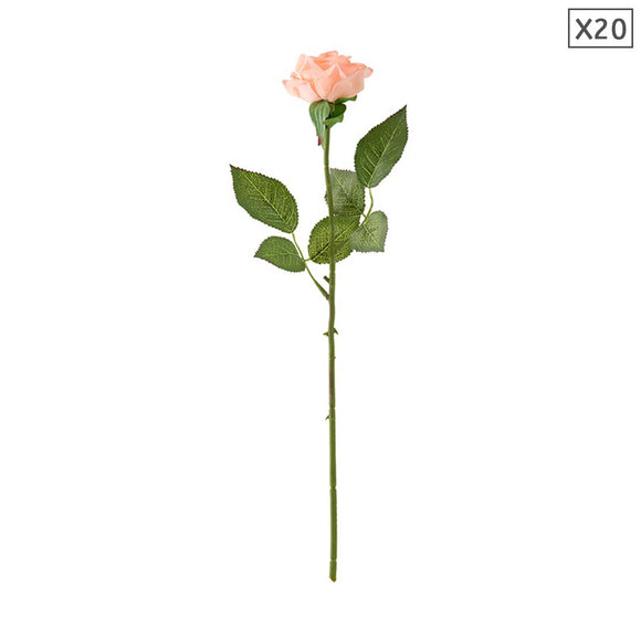 NNEAGS 20pcs Artificial Silk Flower Fake Rose Bouquet Table Decor Champion