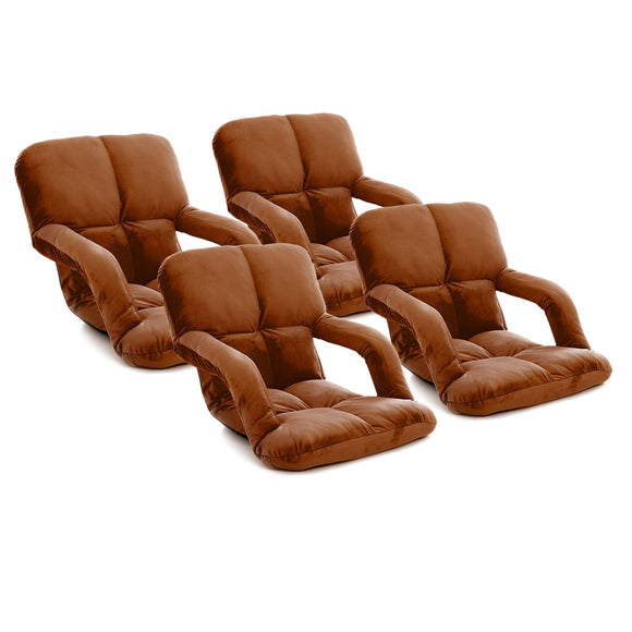 NNEAGS 4X Foldable Lounge Cushion Adjustable Floor Lazy Recliner Chair with Armrest Coffee