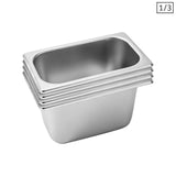 NNEAGS 4X GN Pan Full Size 1/3 GN Pan 15cm Deep Stainless Steel Tray