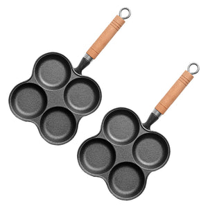 NNEAGS 2X 4 Mold Multi-Portion Cast Iron Breakfast Fried Egg Pancake Omelet Fry Pan