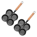 NNEAGS 2X 4 Mold Multi-Portion Cast Iron Breakfast Fried Egg Pancake Omelet Fry Pan