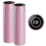 NNEAGS 2X 500ML Stainless Steel Smart LCD Thermometer Display Bottle Vacuum Flask Thermos Pink