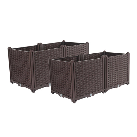 NNEAGS 2X 80cm Raised Planter Box Vegetable Herb Flower Outdoor Plastic Plants Garden Bed Deepen