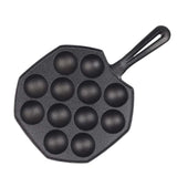 NNEAGS 18CM Cast Iron Takoyaki Fry Pan Octopus Balls Maker 12 Hole Cavities Grill Mold