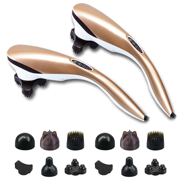NNEAGS 2X 6 Heads Portable Handheld Massager Soothing Stimulate Blood Flow Shoulder Gold