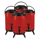NNEAGS 4X 16L Stainless Steel Insulated Milk Tea Barrel Hot and Cold Beverage Dispenser Container with Faucet Red