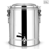 NNEAGS 35L Stainless Steel Insulated Stock Pot Dispenser Hot & Cold Beverage Container With Tap