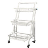 NNEAGS 3 Tier Steel White Adjustable Kitchen Cart Multi-Functional Shelves Portable Storage Organizer with Wheels
