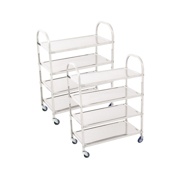 NNEAGS 2X 4 Tier Stainless Steel Kitchen Dinning Food Cart Trolley Utility Size Square Large
