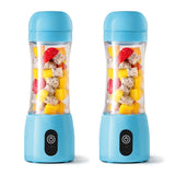 NNEAGS 2X 380ml Portable Mini USB Rechargeable Handheld Fruit Mixer Juicer Blue