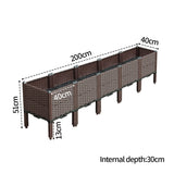 NNEAGS 2X 200cm Raised Planter Box Vegetable Herb Flower Outdoor Plastic Plants Garden Bed with Legs Deepen
