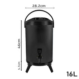 NNEAGS 8X 16L Stainless Steel Insulated Milk Tea Barrel Hot and Cold Beverage Dispenser Container with Faucet Black