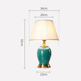 NNEAGS 2X Ceramic Oval Table Lamp with Gold Metal Base Desk Lamp Green