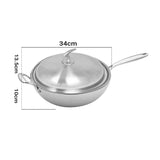 NNEAGS 2X 18/10 Stainless Steel Fry Pan 34cm Frying Pan Top Grade Textured Non Stick Interior Skillet with Helper Handle and Lid