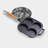 NNEAGS 2X 4 Mold Cast Iron Breakfast Fried Egg Pancake Omelette Fry Pan