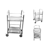 NNEAGS 2X 2 Tier 500x500x950 Stainless Steel Square Tube Drink Wine Food Utility Cart