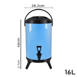 NNEAGS 2X 16L Stainless Steel Insulated Milk Tea Barrel Hot and Cold Beverage Dispenser Container with Faucet Blue