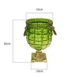 NNEAGS Green Glass Flower Vase with 6 Bunch 4 Heads Artificial Fake Silk Magnolia denudata Home Decor Set