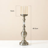 NNEAGS 49.5cm Glass Candlestick Candle Holder Stand Pillar Glass/Iron Metal