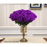 NNEAGS 10pcs Artificial Silk Flower Fake Rose Bouquet Table Decor Purple